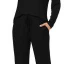 LUBOT 2026 Bamboo Viscose Pajamas Women Sets Pjs Soft Breathable 2 Piece V Neck Short/Long Sleeve Pants Sleepwear S-4XL (Black, S)