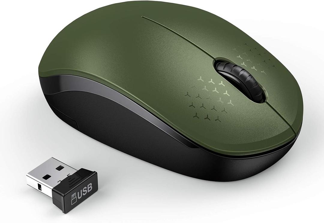 Seenda Wireless Mouse for Laptop, 2.4G Noiseless Mouse with USB Receiver - Optical Tracking Portable Computer Mice for Chromebook, PC, Tablet, Windows System, 24 Months Battery Life - Green & Black