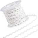 GORGECRAFT 1 Roll 25 Yards White RIC Rac Trim Ribbon Rick Rack 0.12 inch/3mm Wave Sewing Bending Fringe Trim Braided Woven Fabric for Sewing Flower Making Wedding Dress Party Lace Ribbon Craft