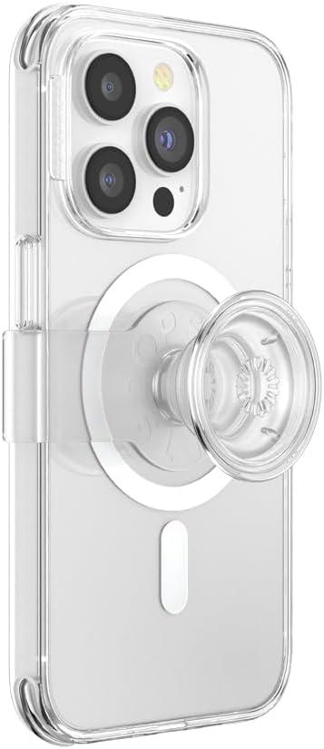 PopSockets iPhone 14 Pro Case with Phone Grip and Slide Compatible with MagSafe, Phone Case for iPhone 14 Pro, Wireless Charging Compatible - Clear
