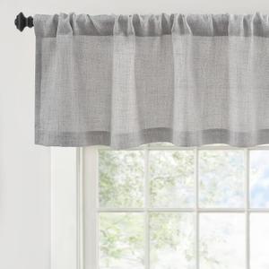 DriftAway Linen Textured Curtain Valances for Windows Light Filtering 3 Inch Rod Pocket Farmhouse Country Rustic Kitchen Valances for Bedroom Living Room Bathroom 14 inch Length Gray (*Grey)