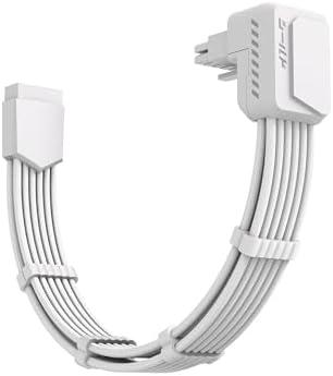 EZDIY-FAB Shield PCIE 5.1 GPU Extension Cable with 90 Degree 12V-2x6 Angle Adapter,16pin (12+4) 12VHPWR PCIe 5.1 PSU Cable Extension for RTX 40/50 Series with Combs-Reverse Type-White