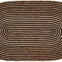 ndian Handmade Handwoven Braided Jute Area Rug Indoor Outdoor Rug Flatweave Rug for Living Room Bedroom Hallway Color Natural Black 2'3" x 4' Oval Shape