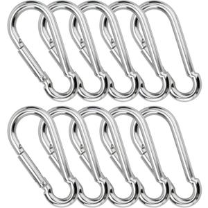10 PCS Heavy Duty Carabiner Clips, 1360lbs 304 Stainless Steel Carabiners,3.16 inch D-Ring Snap Hook Keychain Spring Clips for Gym,Plant Hanging, Outdoor Camping, Hiking.
