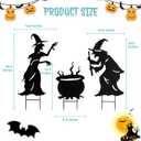 3 x Halloween Witch Yard Decorations Witch Silhouette Yard Stakes with Cauldron,Set of 3 Metal Halloween Yard Stakes for Spooky Decorations Garden Lawn