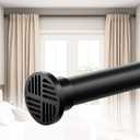Extra Long Tension Curtain Rod No Drill by EZFurni, 82123 Inch Heavy Duty Tension Rod with Lock-In Stability, Spring-Loaded Non-Slip Secure Hold for Shower, Window, Patio, 1.26" Diameter, Black