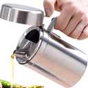 Olive Oil Dispenser, 550ML Stainless Steel Bottle with Lid, Leak Proof, Salad Dressing Storage, Cooking & BBQ (Silver)