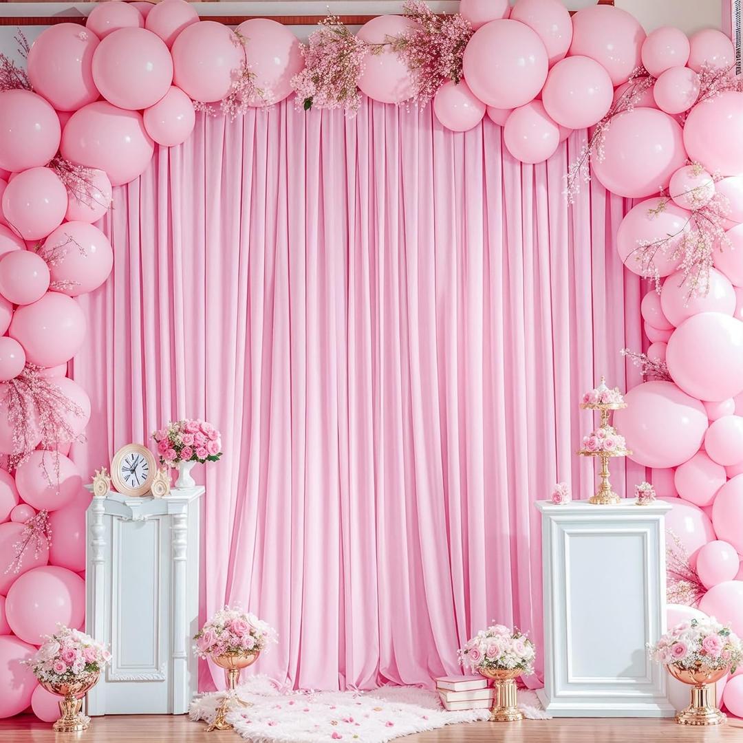 10x10ft Pink Backdrop Curtain for Wedding Parties Wrinkle Free Fabric Light Pink Drapes Backdrop Decoration for Baby Shower Birthday Photography Decoration 2 Panels, 5ft x 10ft