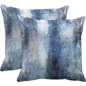 Britimes Throw Pillow Covers Modern Home Art Decor, 20 x 20 Inches Set of 2 Pillow Cases Decorative, Abstract Oil Painting Pillowcases for Bedroom, Living Room, Cushion Couch Sofa, Navy Blue Accent
