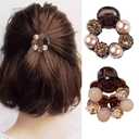 2 Pcs Pearl Hair Claw Clips for Women Pearl Rhinestone Floral Hair Claw Ponytail Styling Fashion Hair Clips for Thick Thin Hair Jaw Clips Hair Accessories