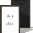 Picrit 11x17 Picture Frame Set of 2, Solid Wood with Black Backboard, Displays 8x12 with Mat or 11 x 17 Without Mat, Wall Mounted, Wall Gallery Photo Frames for Home Decor, Walnut Brown Wood Grain