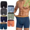 LUBOT Mens Underwear Pack Boxer Briefs Bamboo Viscose Soft Breathable Moisture Wicking Support Pouch Fly, No Riding Up (M)