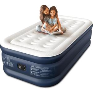 Twin XL Air Mattress with Built-in Pump, 18" Raised Comfort, 80 Length, 48Hr Leak-Proof Test, Upgraded Honeycomb Pillar Design, Supports 500 lbs, 2-Min Inflation for Home, Guests & Camping