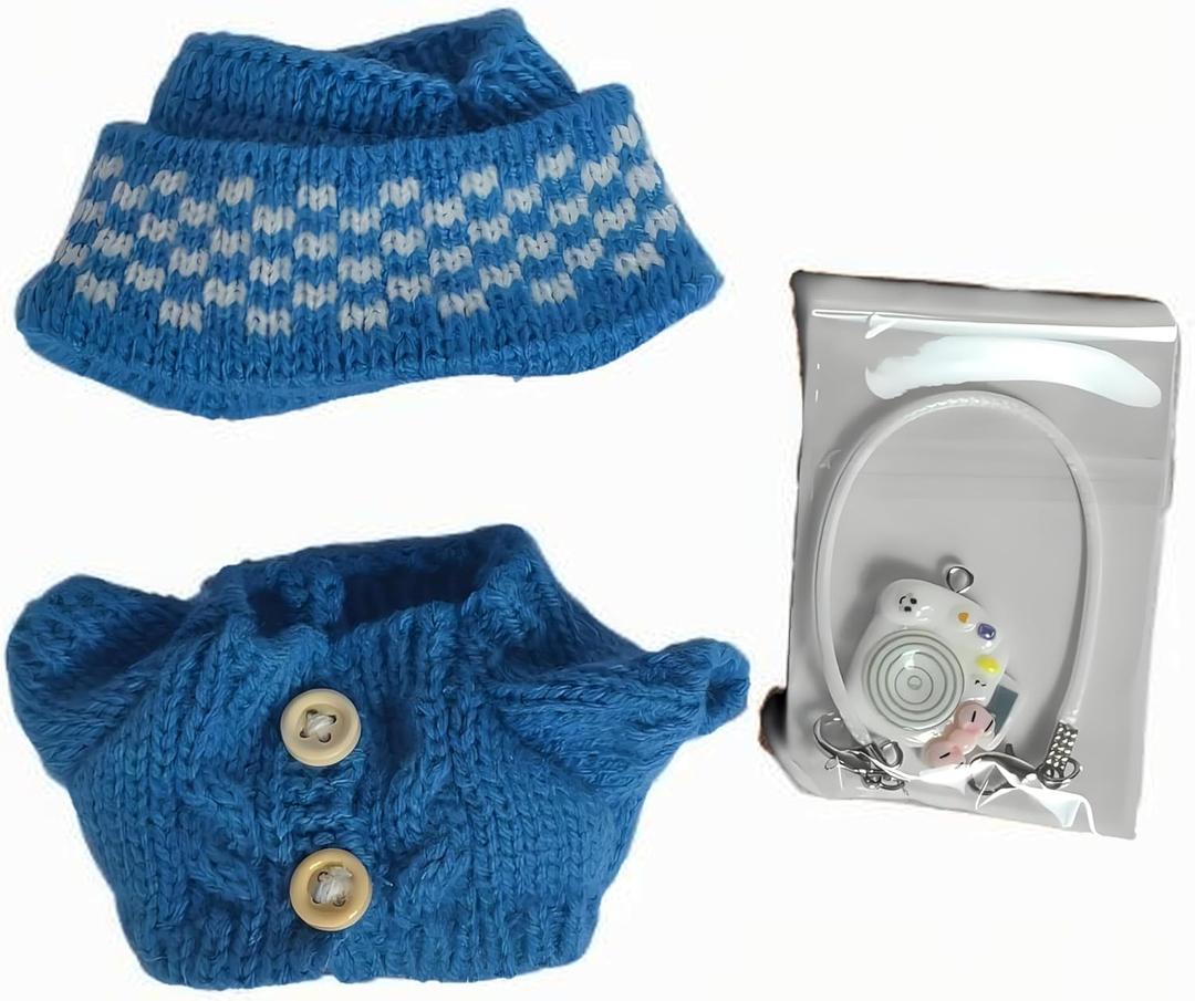 2 x Clothes for Doll, 3 Piece 17cm Doll Clothes, Stylish Hat & Overalls & Small Camera Outfit Set, Suitable for Dolls Accessories (NO Doll) (Blue)
