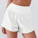Women's High Waisted Running Shorts with Spandex, Athletic Shorts for Women Light and Airy with Wind-Resistant Fabric (White)