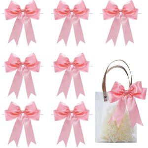 Pink Satin Bows for Gift Wrapping, 5.5inch Ribbon Gift Bows for Birthday, Wedding, Party,Christmas Decoration,Valentines Day bow24 Pcs