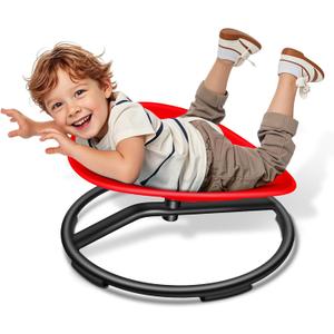 Kids Sensory Swivel Chair, Spinning Chair for Autistic Kids, Sensory Toy for ADHD Children, Training Body Coordination, No Assembly Required (Red)