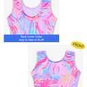 Nymphperi Girls Gymnastics Leotards 2t 3t Toddler Shiny Blue Pink Strips Tank Biketards Sleeveless Breathable Dance Unitards