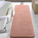 LOCHAS Bathroom Rug Runner 24x60 Inch, Soft Thick Absorbent Microfiber Bath Rugs for Bathroom, Machine Washable, Shaggy Plush Non Slip Bath Mat for Tub, Shower Floor, Quick Dry Mats, Pink