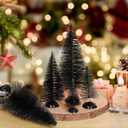 Yookat 40 Pieces Mini Christmas Trees Bottle Brush Trees Sisal Trees Mini Pine Trees with Wooden Base Bottle Brush Christmas Trees and Christmas Figures Decoration for Christmas Decoration (Black)