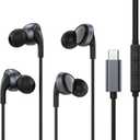 USB C Headphones for Samsung Galaxy S24 Ultra S23 S22 S21 S20 Note 20 10+ Flip Fold A54 A53,2-Pack Type C Earbuds in-Ear Headphones with Mic Volume Control for iPhone 16 15 Pro Max Plus Pixel 8 7 6a
