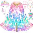Princess Dress Up Toys Princess Dress Up Clothes Rainbow Mermaid Cape Kit 9 Pcs Gift Set for Little Girls 3-8 Years