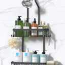 YASONIC Shower Caddy Hanging, Never Rust Shower Organizer Hanging, Aluminum Shower Racks for Inside Shower with Hooks for Razor, Bathroom Organizers and Storage with Soap Holder, Black, 12.8"L x 5"W x 26.37"H