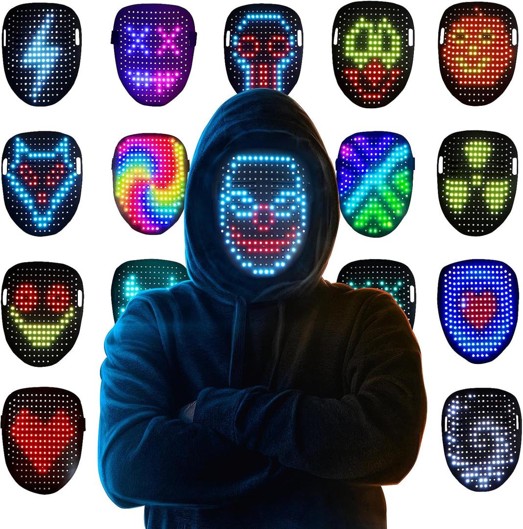 Mr.Pang LED Mask Light up Mask with Gesture Sensing, Cool Face Transforming Mask, Perfect Gifts for Halloween Christmas Birthday Cosplay Party
