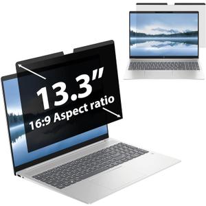 FILMEXT Laptop Privacy Screen 13.3 inch Compatible with HP Elitebook Dell Xps Lenovo Thinkpad, Removable 16:9 Laptop Privacy Filter, Anti-Glare, Blue Light Blocking