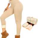 Thermal Thick Fleece Lined Leggings, High Waisted Warm Winter Yoga Pants for Women Running Workout Leggings (Medium, Nude Beige)