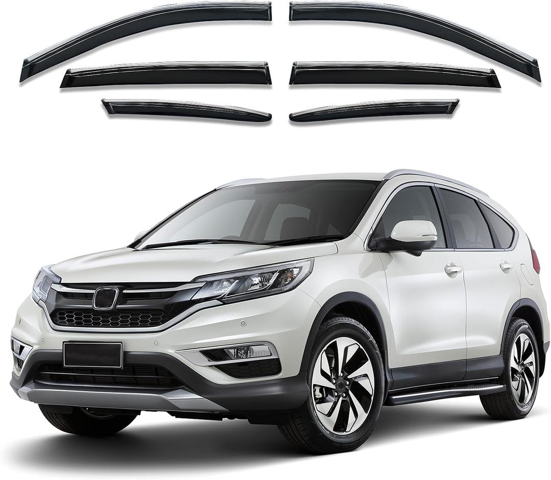 Shatterproof Out-Channel Window Deflectors for Honda CR-V (CRV) 2012 2013 2014 2015 2016 Rain Guards Window Visors for Cars Vent Car Accessories 6 pcs(for CRV 12-16 6-Piece Chrome)
