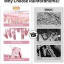 Clothes Drying Rack with 32 Clips, Foldable Hanging Rack, 360 Rotatable Hook for Drying Socks Baby Clothes Towels Gloves(Light Pink)