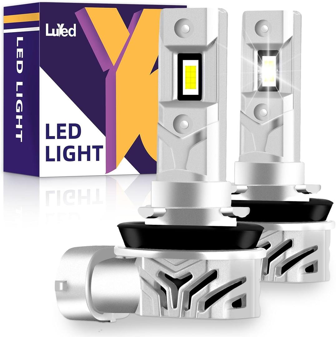 LUYED H11 LED Bulbs, 24000LM 6500K Cool White with Cooling Fan for Fog Lights, DRL,H8 H9 H16 Fog Lights, No Adapter Required Easy Install, 1:1 Size Plug and Play, Pack of 2