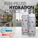 FAHRMOSIS 18 OZ Kids Water Bottle with Straw & 2 Lids (Flip & Spout) Leak Proof Metal Insulated Stainless Steel Reusable Tumbler for School & Sports Water Bottle - White (Winter)