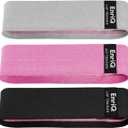 EnriQ Booty Bands Fabric Resistance Bands for Legs and Butt - Non Slip Cloth Hip Bands Elastic Workout Bands - Activate Glutes and Thighs - Made of Premium Elastic Fabric (Black Pink Grey)