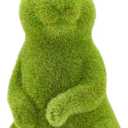 Easter Bunny Decorative Ornament Garden Decoration Artificial Green Moss Rabbit Sculpture Easter Decoration Party Gifts Baking Table and Home Decoration (Small 2PCS Standing+Sitting)