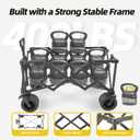 EchoSmile Collapsible Folding Wagon Cart with Compact Storage - 400Lbs Capacity All Terrain Utility Cart for Camping, Beach, Grocery, Garden,Black
