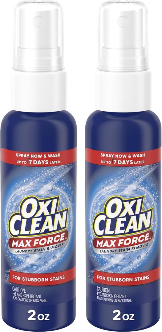 OxiClean Max Force Laundry Stain Remover Spray, Newborn & Baby Essentials, Travel & On-The-Go Stain Treater, 2 fl oz, 2PK