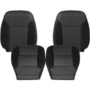 SecosAutoparts 4PCS Driver & Passenger Bottom & Top Lean Back Cloth Seat Covers Jet Black Compatible with Chevy Silverado 1500 2500HD Compatible with GMC Sierra 2014 2015 2016 2017 2018 2019