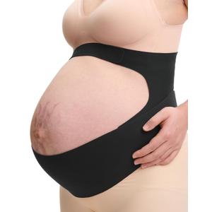 Momcozy Pregnancy Belly Band, CozySupport Ergonest Maternity Belly Band, Invisible Pregnancy Belt for Back, Abdomen, Waist (Large, Black)