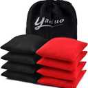 Set of 8 Regulation Cornhole Bags Double Sided, Weather Resistant Bean Bags for Cornhole Toss Game, Corn Hole Beans Bags with Tote Bag (Red/Black)