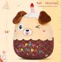 14" Birthday Cake Dog Plush Puppy Stuffed Animals Original Wink Dog Plushie Cuddle Pillows Happy Birthday Gift for Kids Boys Girls