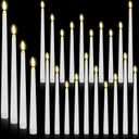 Rossesay 24 Pcs Flameless LED Taper Candles Battery Operated Candles 8.58'', 9.69'', 10.98'', 12.91'', 12.8'' Flameless Candlesticks Flickering for Halloween Christmas Church Wedding(White)