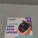 Child Safety Door Knob Cover (4 Pack) Hard-to-Remove Dual-Lock Door Handle Covers for Kids - Reusable Baby Proof Door Knob Locks - Installs Easily, No Tools Needed (Black)