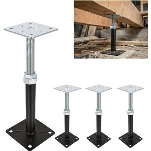 Adjustable House Floor Jacks, Post Floor Joist Jacks for Leveling, 8" - 12" Height Adjust Range, Telescoping Screw Jacks for Temporary Support, 5000 LBS Max Load Capacity 4 Pack