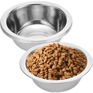 Nexboraque 4 Pack Stainless Steel Dog Bowls, 8 Inch Basic Metal Dog Bowls Food and Water Dish for Small Large Dogs, Puppy