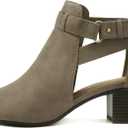 CITYCLASSIFIED Invest ~ Women's Cutout Side Strap Mid Black Chunky Heel Fashion Ankle Bootie (9, Smoke Taupe)