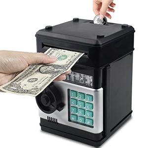 HUSAN Piggy Bank for Kids, Electronic Password Code Money Bank ATM Bank Box Coin Bank for Children Boys and Girls (Black)