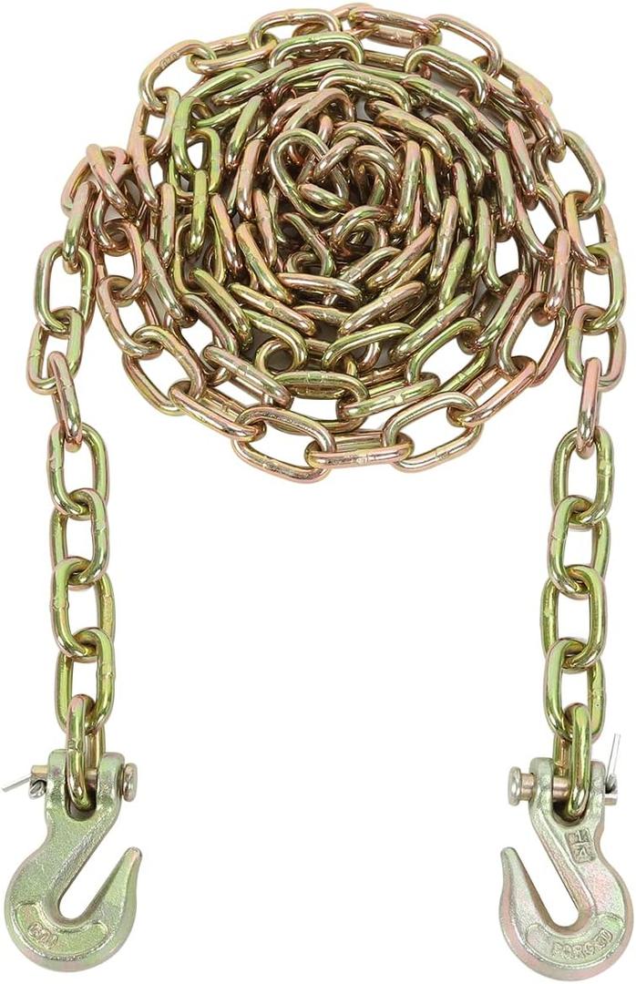 1/4''x12' Grade 70 Transport Binder Chain, G70 Tow Chain with Clevis Grab Hooks, 12,100 Lbs Breaking Strength for Tie-Down Fixed Cargo Flatbed Truck Trailer Chain