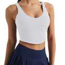 Women's Bustier Corset Crop Tank Tops Sleeveless Trendy Scoop Neck for Women Going Out Tops Summer Sexy High Impact (White, M)